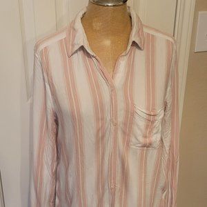 American Eagle Blush Striped Button-up Shirt